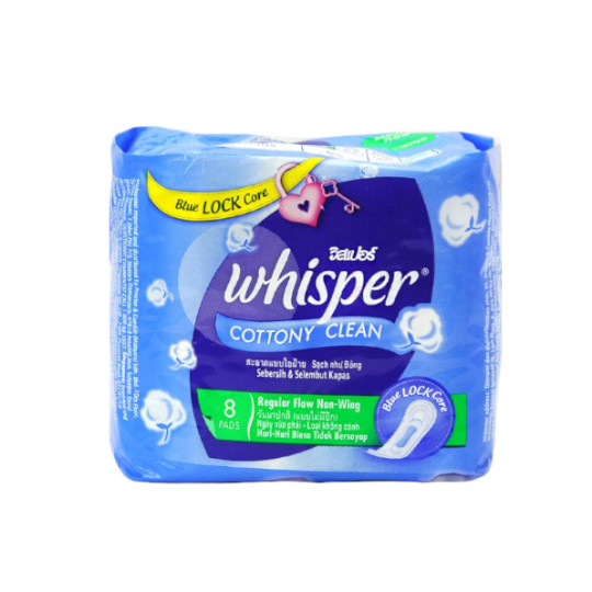 WHISPER COTTONY CLEAN REGULER FLOW NON WINGS 8 PADS WHISPER COTTONY CLEAN REGULER FLOW NON WINGS 8 PADS