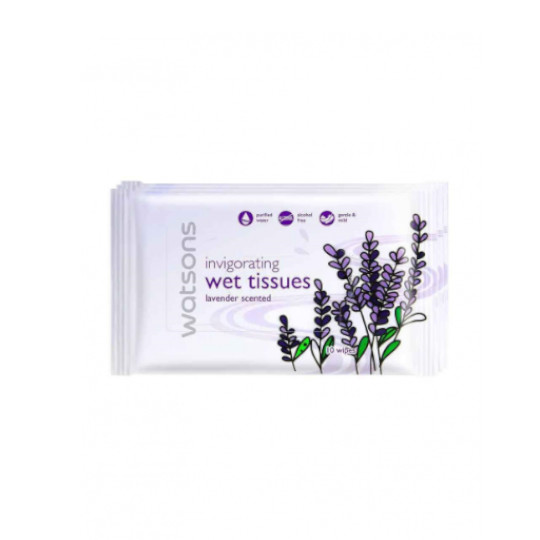 WATSONS INVIGORATING WET TISSUES LAVENDER 10 LEMBAR WATSONS INVIGORATING WET TISSUES LAVENDER 10 LEMBAR