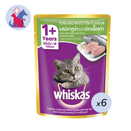 Whiskas Adult Cat 1+ Years Tuna & White Fish Flavor 6 pouch (@ 80 g) Whiskas Adult Cat 1+ Years Tuna & White Fish Flavor 6 pouch (@ 80 g)