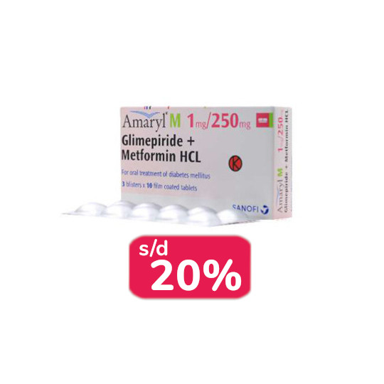 Amaryl M 1 mg/250 mg 30 Tablet - Obat Rutin Amaryl M 1 mg/250 mg 30 Tablet - Obat Rutin