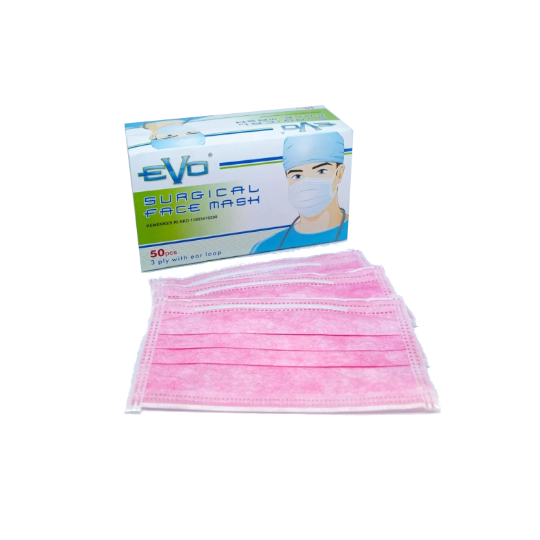 Evo Surgical Face Mask Pink 50 Pieces Evo Surgical Face Mask Pink 50 Pieces
