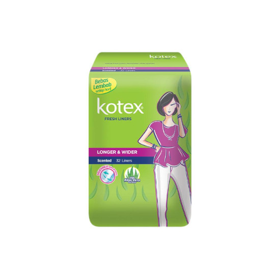 KOTEX FRESH LINER LONGER & WIDER 32 PADS KOTEX FRESH LINER LONGER & WIDER 32 PADS