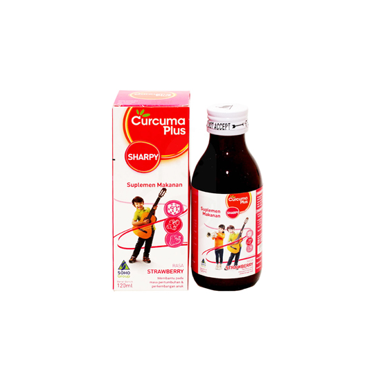 CURCUMA PLUS SHARPY RASA STRAWBERRY SIRUP 120 ML CURCUMA PLUS SHARPY RASA STRAWBERRY SIRUP 120 ML