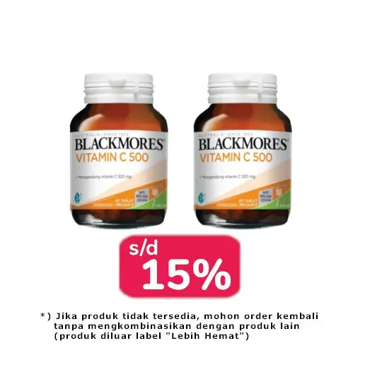 BLACKMORES VITAMIN C 500 MG 60 TABLET 2 BOTOL - LEBIH HEMAT BLACKMORES VITAMIN C 500 MG 60 TABLET 2 BOTOL - LEBIH HEMAT
