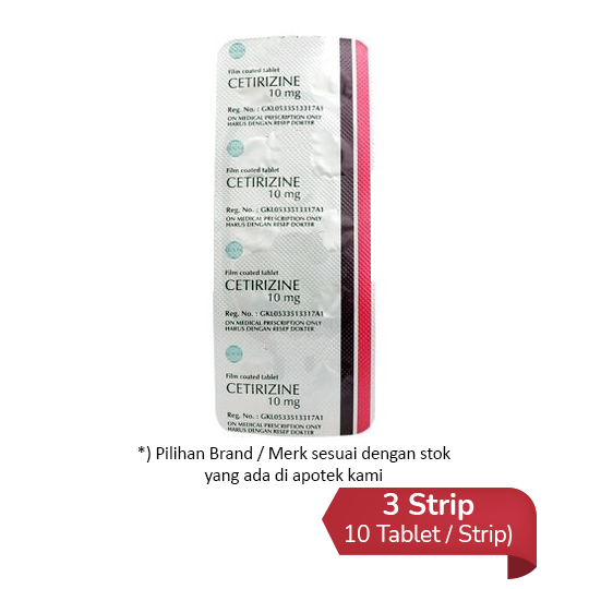 Cetirizine 10 mg 3 Strip (10 Tablet/Strip) - Hemat Borongan Cetirizine 10 mg 3 Strip (10 Tablet/Strip) - Hemat Borongan