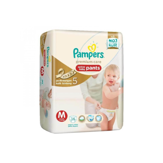 PAMPERS PREMIUM CARE ACTIVE BABY PANTS M 16 PIECES PAMPERS PREMIUM CARE ACTIVE BABY PANTS M 16 PIECES