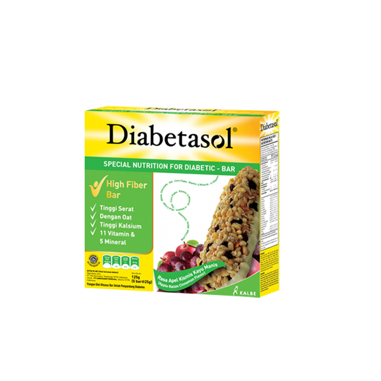 DIABETASOL HIGH FIBER BAR RASA APEL KISMIS KAYU MANIS 25 GR DIABETASOL HIGH FIBER BAR RASA APEL KISMIS KAYU MANIS 25 GR