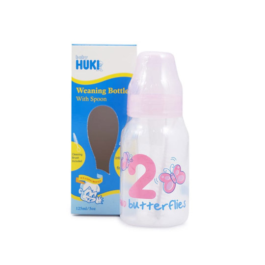 HUKI BOTOL WEANING WITH SPOON 125 ML HUKI BOTOL WEANING WITH SPOON 125 ML