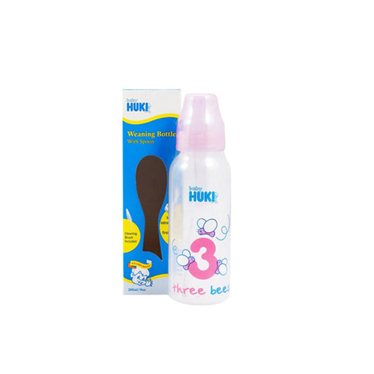 HUKI BOTOL WEANING WITH SPOON 260 ML HUKI BOTOL WEANING WITH SPOON 260 ML