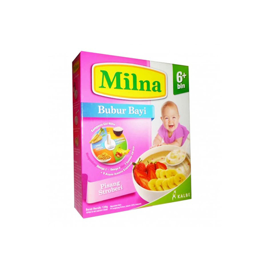 MILNA 6+ BUBUR PISANG STROBERI 120 GR MILNA 6+ BUBUR PISANG STROBERI 120 GR