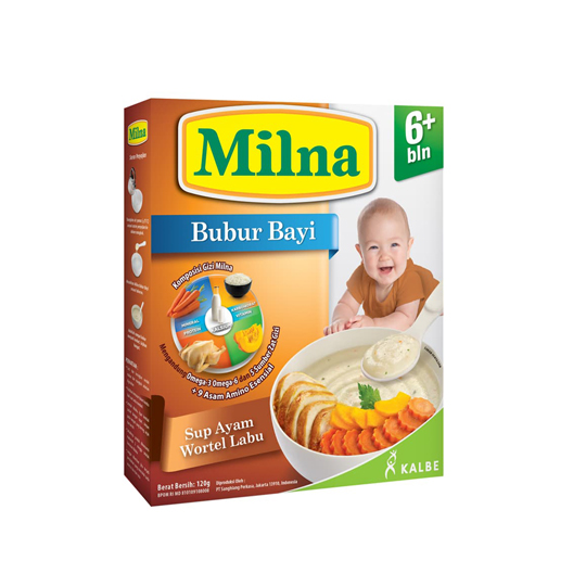 MILNA 6+ BUBUR SUP AYAM WORTEL LABU 120 GR MILNA 6+ BUBUR SUP AYAM WORTEL LABU 120 GR