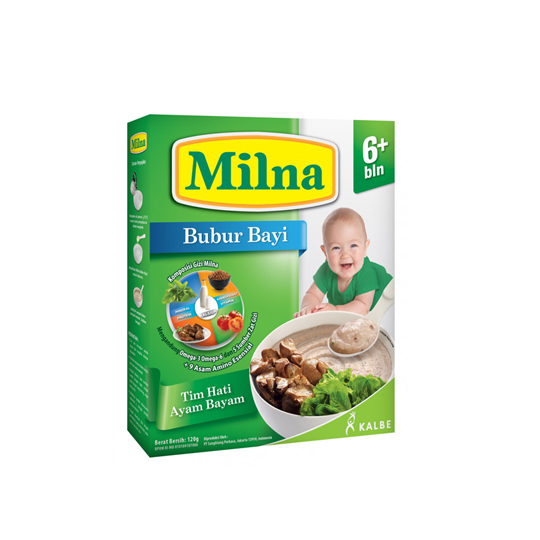 MILNA 6+ BUBUR TIM HATI AYAM BAYAM 120 GR MILNA 6+ BUBUR TIM HATI AYAM BAYAM 120 GR