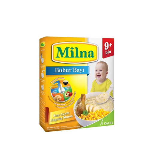 MILNA 9+ BUBUR SUP AYAM JAGUNG MANIS 120 GR MILNA 9+ BUBUR SUP AYAM JAGUNG MANIS 120 GR