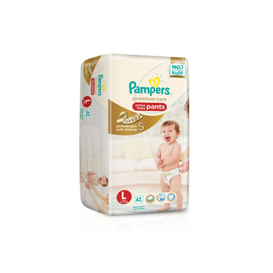 PAMPERS PREMIUM CARE ACTIVE BABY PANTS L 42 PIECES PAMPERS PREMIUM CARE ACTIVE BABY PANTS L 42 PIECES