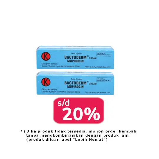 BACTODERM 2% CREAM 10 G 2 TUBE - LEBIH HEMAT BACTODERM 2% CREAM 10 G 2 TUBE - LEBIH HEMAT