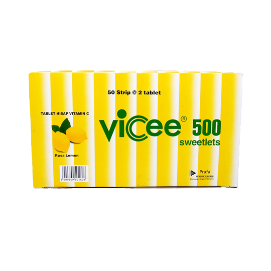 Vicee 500 Rasa Lemon 50 Strip (2 Tablet/Strip) - Hemat Borongan Vicee 500 Rasa Lemon 50 Strip (2 Tablet/Strip) - Hemat Borongan