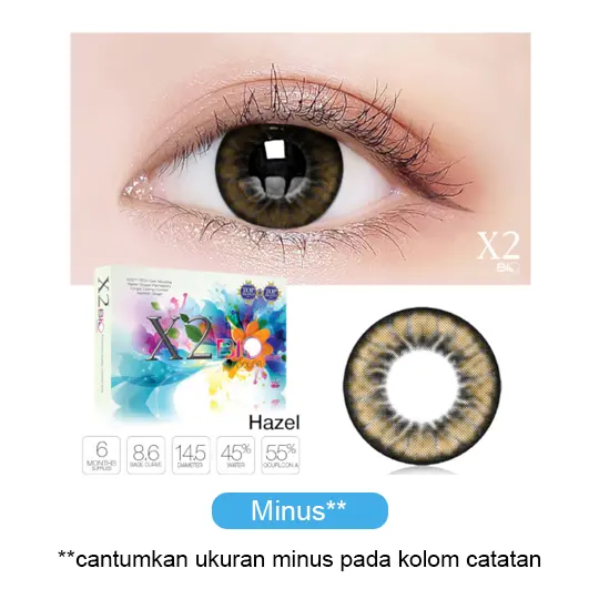 X2 Bio Color Hazel 2 Color Softlens Minus