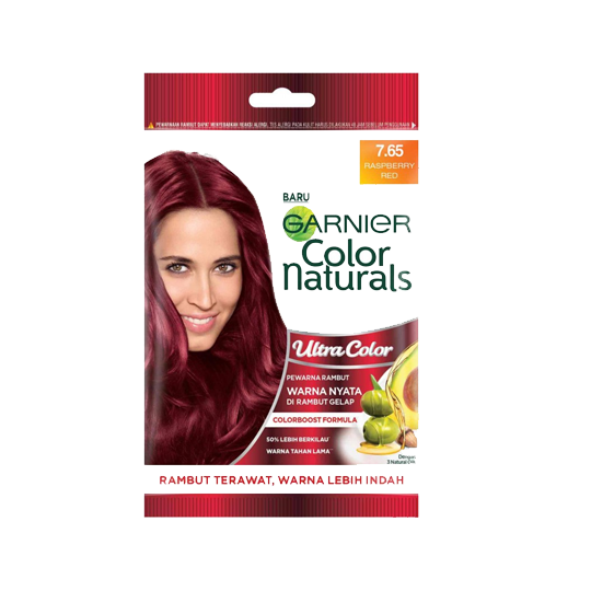 Garnier Color Naturals Ultra Color Kit - Pewarna Rambut 7.65 Raspberry Red Garnier Color Naturals Ultra Color Kit - Pewarna Rambut 7.65 Raspberry Red