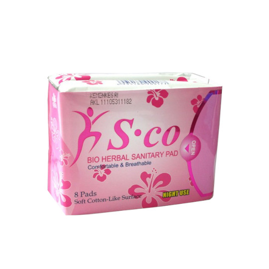 S.Co Bio Herbal Sanitary Pad Night 8 Pads S.Co Bio Herbal Sanitary Pad Night 8 Pads