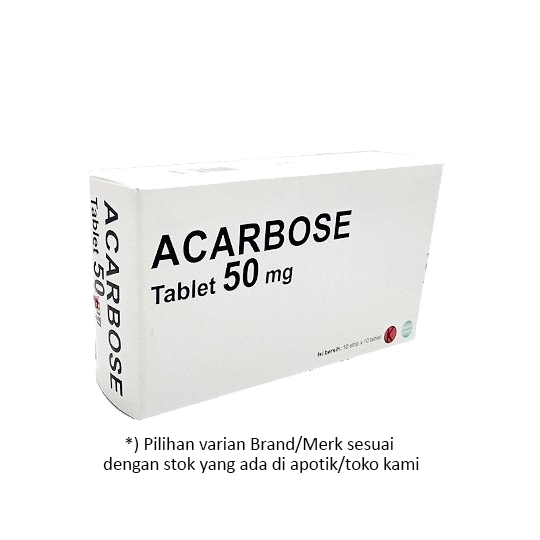 Acarbose 50 mg 3 Strip (10 Tablet/Strip) - Obat Rutin - Kegunaan, Efek