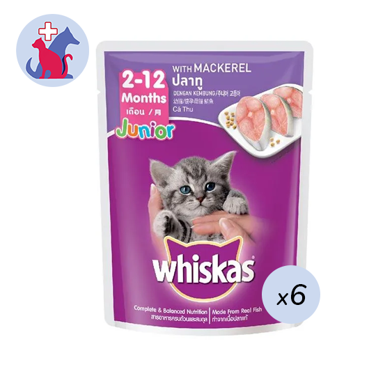 Whiskas Junior 212 Months Mackerel Flavor 6 pouch (80 g) Kegunaan