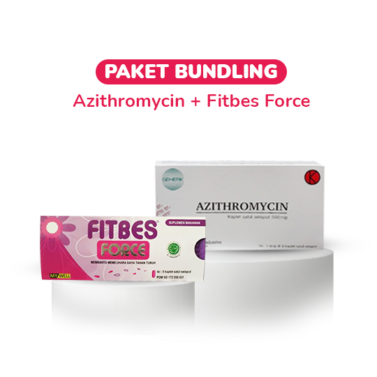 Azithromycin 500 mg 6 Tablet + Fitbes Force (Echinacea & Zinc) 10 Tablet (Paket Bundling) Azithromycin 500 mg 6 Tablet + Fitbes Force (Echinacea & Zinc) 10 Tablet (Paket Bundling)