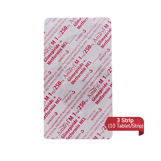 Amaryl M 1 mg/250 mg 3 Strip (10 Tablet/Strip) - Obat Rutin Amaryl M 1 mg/250 mg 3 Strip (10 Tablet/Strip) - Obat Rutin