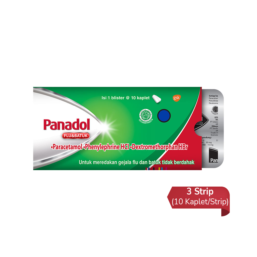 Panadol Flu & Batuk 3 Strip (10 Kaplet/Strip) - Hemat Borongan Panadol Flu & Batuk 3 Strip (10 Kaplet/Strip) - Hemat Borongan