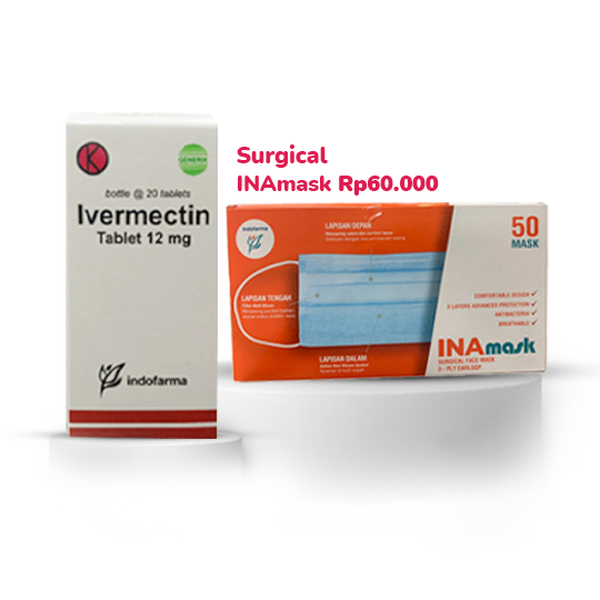 Ivermectin 12 mg 20 Tablet + INAmask Surgical Face Mask Blue 50 Pieces (Paket Bundling) Ivermectin 12 mg 20 Tablet + INAmask Surgical Face Mask Blue 50 Pieces (Paket Bundling)