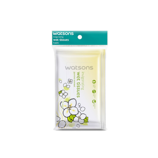 WATSONS INVIGORATING WET TISSUES JASMINE 10 LEMBAR WATSONS INVIGORATING WET TISSUES JASMINE 10 LEMBAR
