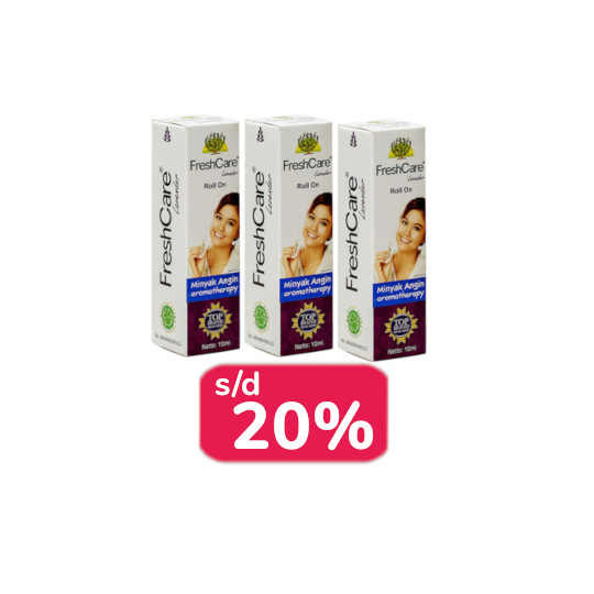 Freshcare Roll On Minyak Angin Lavender 10 ml 3 Botol - Hemat Borongan Freshcare Roll On Minyak Angin Lavender 10 ml 3 Botol - Hemat Borongan