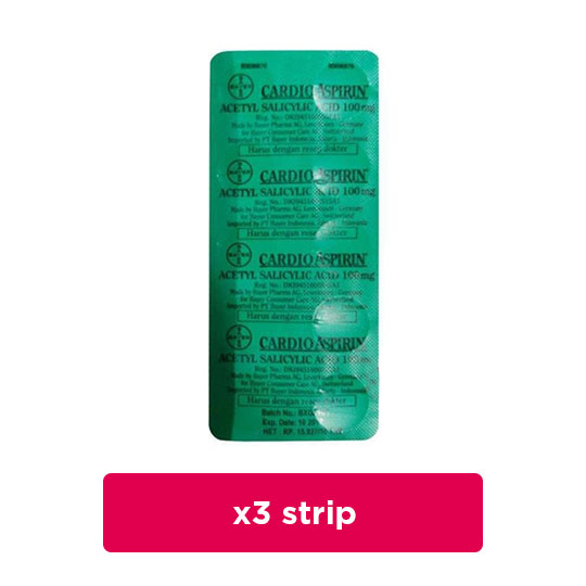 Cardio Aspirin 100 mg 3 Strip (10 Tablet/Strip) Obat Rutin Kegunaan