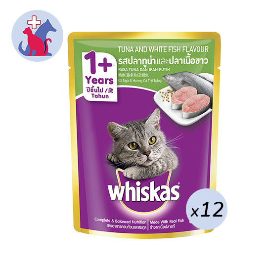 Whiskas Adult Cat 1+ Years Tuna & White Fish Flavor 12 pouch (@ 80 g) Whiskas Adult Cat 1+ Years Tuna & White Fish Flavor 12 pouch (@ 80 g)