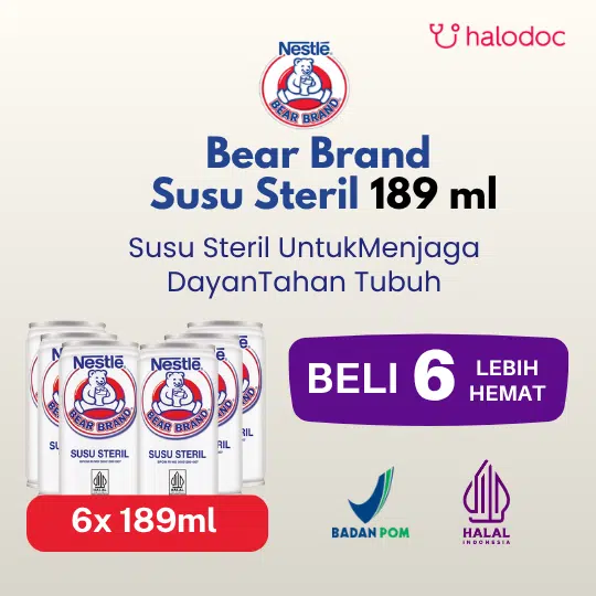 Bear Brand Susu Steril 189 ml 6 Botol - Hemat Borongan