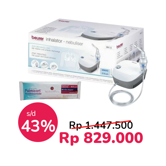 Paket Pulmicort 0.5 mg/ml 10 Respules + Beurer IH 18 Compressor Nebulizer Paket Pulmicort 0.5 mg/ml 10 Respules + Beurer IH 18 Compressor Nebulizer
