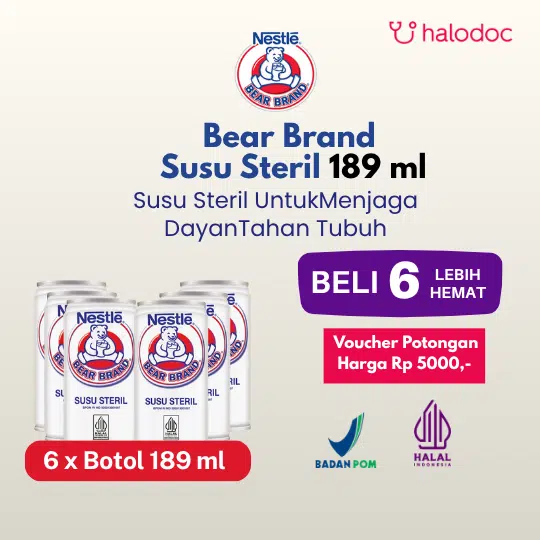 Bear Brand Susu Steril 189 ml 6 Botol - Hemat Borongan