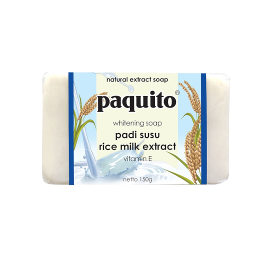 Paquito Natural Extract Soap Rice Milk Vitamin E 150 g Kegunaan, Efek