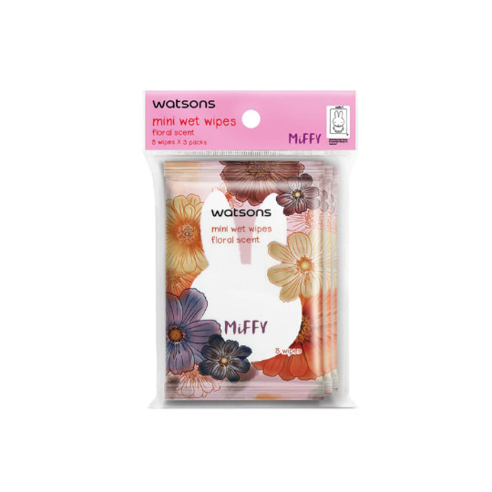 WATSONS MINI WET WIPES FLORAL 3 PACK WATSONS MINI WET WIPES FLORAL 3 PACK