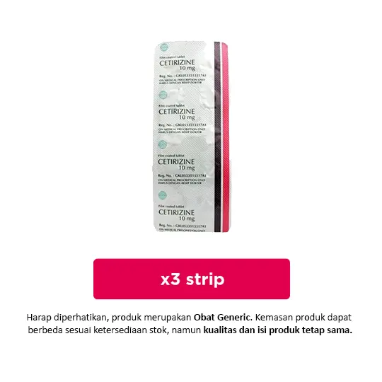 Cetirizine 10 mg 3 Strip (10 Tablet/Strip) - Hemat Borongan