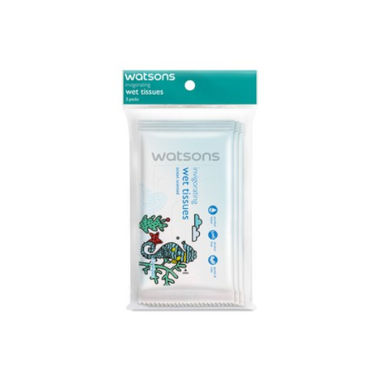 WATSONS INVIGORATING WET TISSUES OCEAN 10 LEMBAR WATSONS INVIGORATING WET TISSUES OCEAN 10 LEMBAR