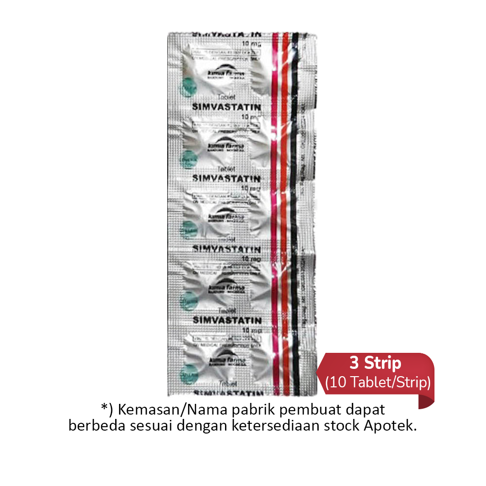 Simvastatin 10 mg 3 Strip (10 Tablet/Strip) - Obat Rutin Simvastatin 10 mg 3 Strip (10 Tablet/Strip) - Obat Rutin