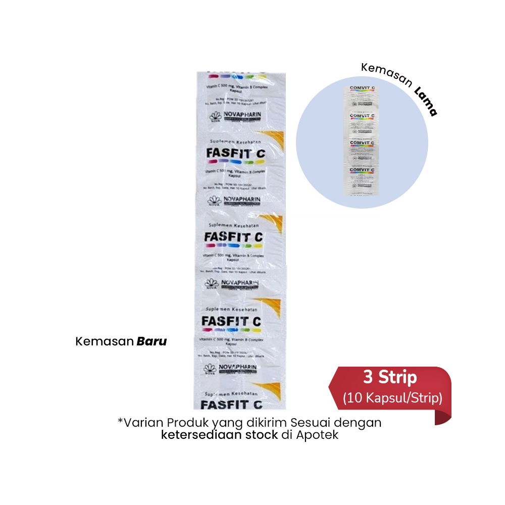 Comvit/ Fasfit C 3 Strip (10 Kapsul/Strip) - Hemat Borongan Comvit/ Fasfit C 3 Strip (10 Kapsul/Strip) - Hemat Borongan