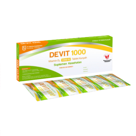 Devit Vitamin D3 1000 IU 10 Tablet Kunyah Devit Vitamin D3 1000 IU 10 Tablet Kunyah