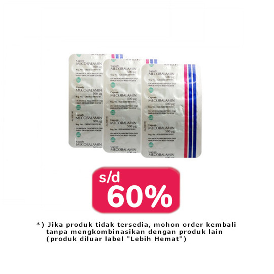 Mecobalamin 500 mcg 30 Kapsul - Lebih Hemat Mecobalamin 500 mcg 30 Kapsul - Lebih Hemat