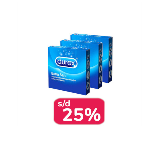 Kondom Durex Extra Safe 3 Box (@ 3 Pieces) - Lebih Hemat Kondom Durex Extra Safe 3 Box (@ 3 Pieces) - Lebih Hemat