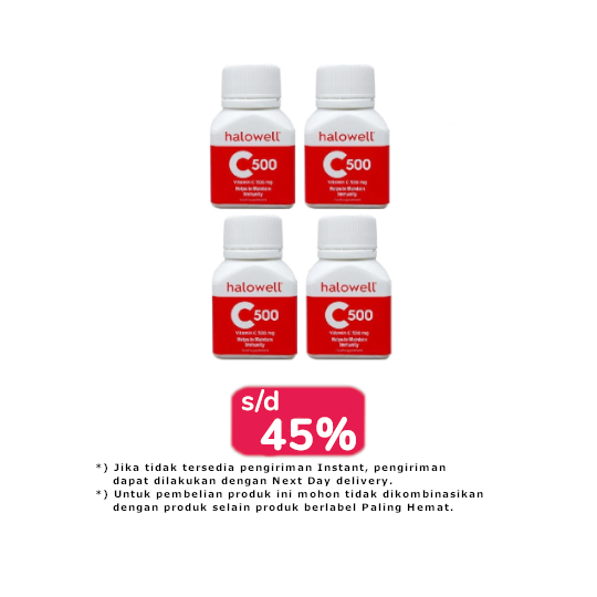 Halowell C (Vitamin C) 500 mg 4 Botol (30 Tablet/Botol) - Paling Hemat Halowell C (Vitamin C) 500 mg 4 Botol (30 Tablet/Botol) - Paling Hemat