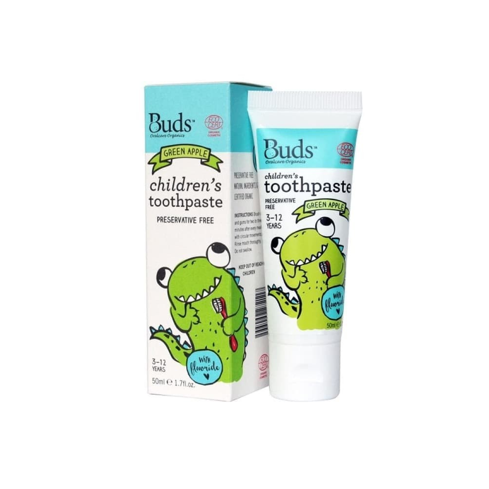 Buds Organics Toothpaste With Fluoride Green Apple 3-12 Tahun 50 ml Buds Organics Toothpaste With Fluoride Green Apple 3-12 Tahun 50 ml