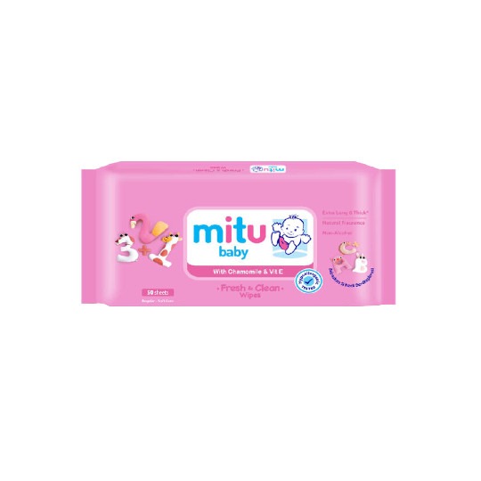 Mitu Baby Wipes Pink 50 Pieces Mitu Baby Wipes Pink 50 Pieces