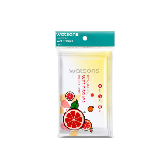 WATSONS INVIGORATING WET TISSUES GRAPE 10 LEMBAR WATSONS INVIGORATING WET TISSUES GRAPE 10 LEMBAR