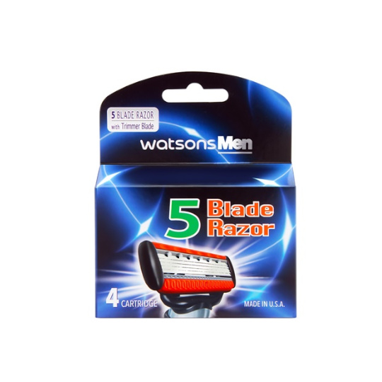 WATSONS MENS 5 BLADE RAZOR CATRIDGE 4 PIECES WATSONS MENS 5 BLADE RAZOR CATRIDGE 4 PIECES